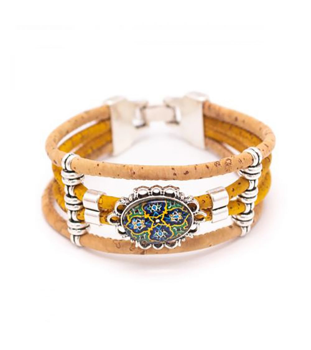 Bracelet fabriqué à la main bicolore avec perle portugaise assortie  - 2