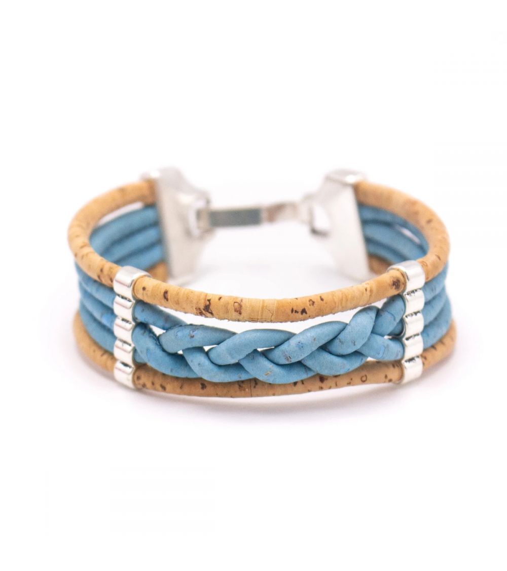 Bracelet en liège tressé fabriqué à la main  - 4