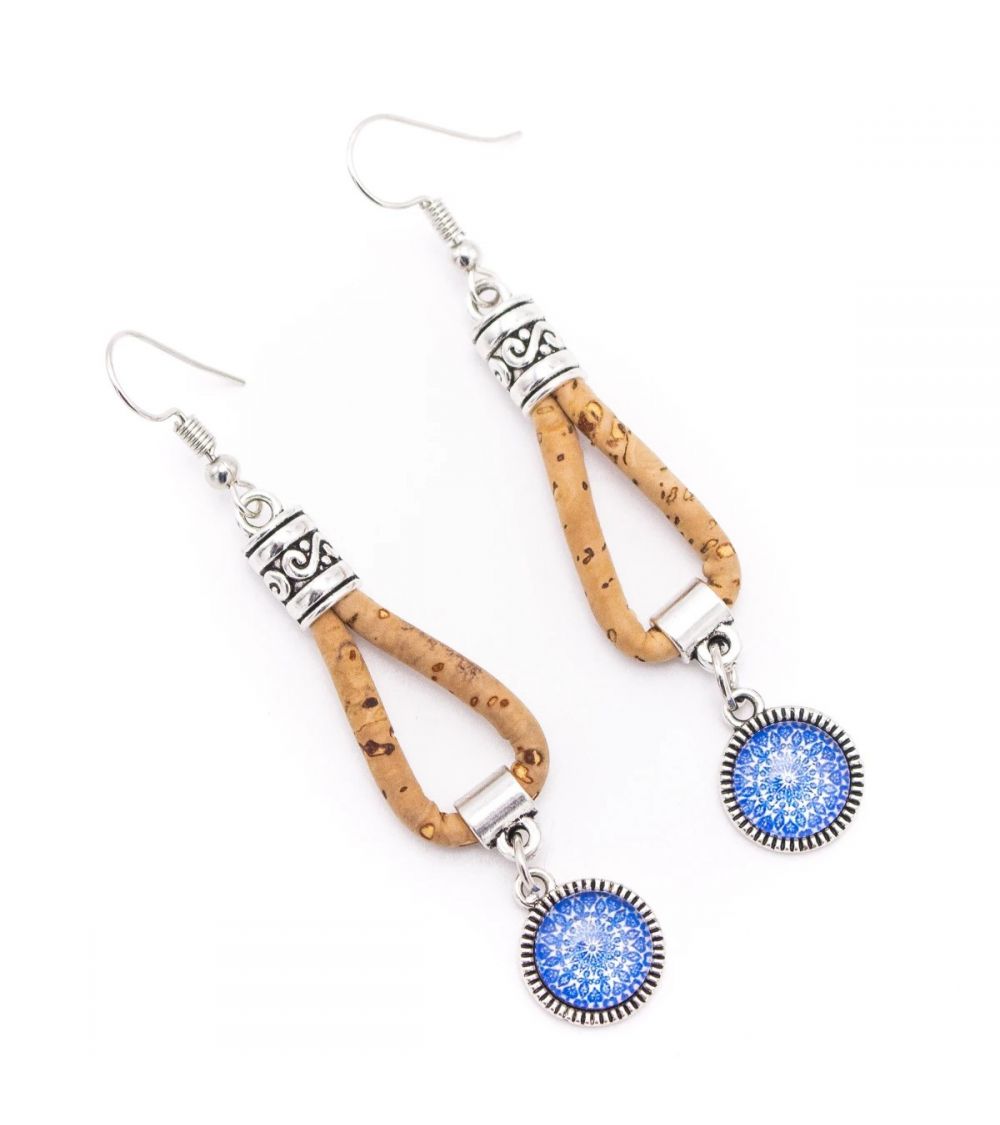 Boucles d'oreilles liège avec carreaux de céramique du Portugal MaSestra - 1