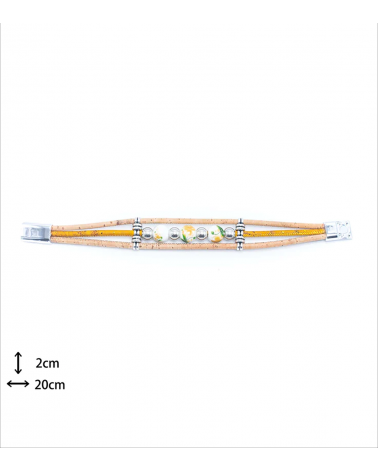 Bracelet fait main en liège et perles florales  - 7