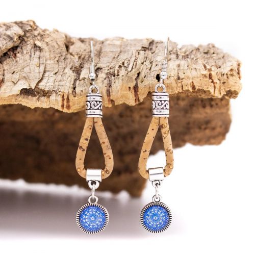 Boucles d'oreilles liège avec carreaux de céramique du Portugal MaSestra - 3