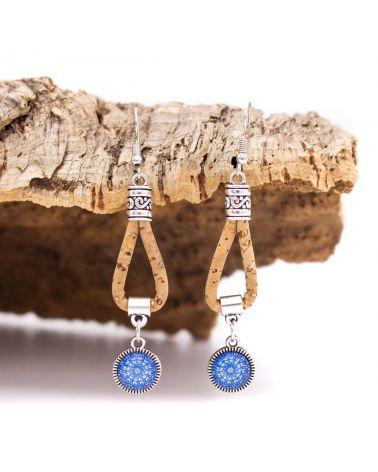 Boucles d'oreilles liège avec carreaux de céramique du Portugal MaSestra - 3