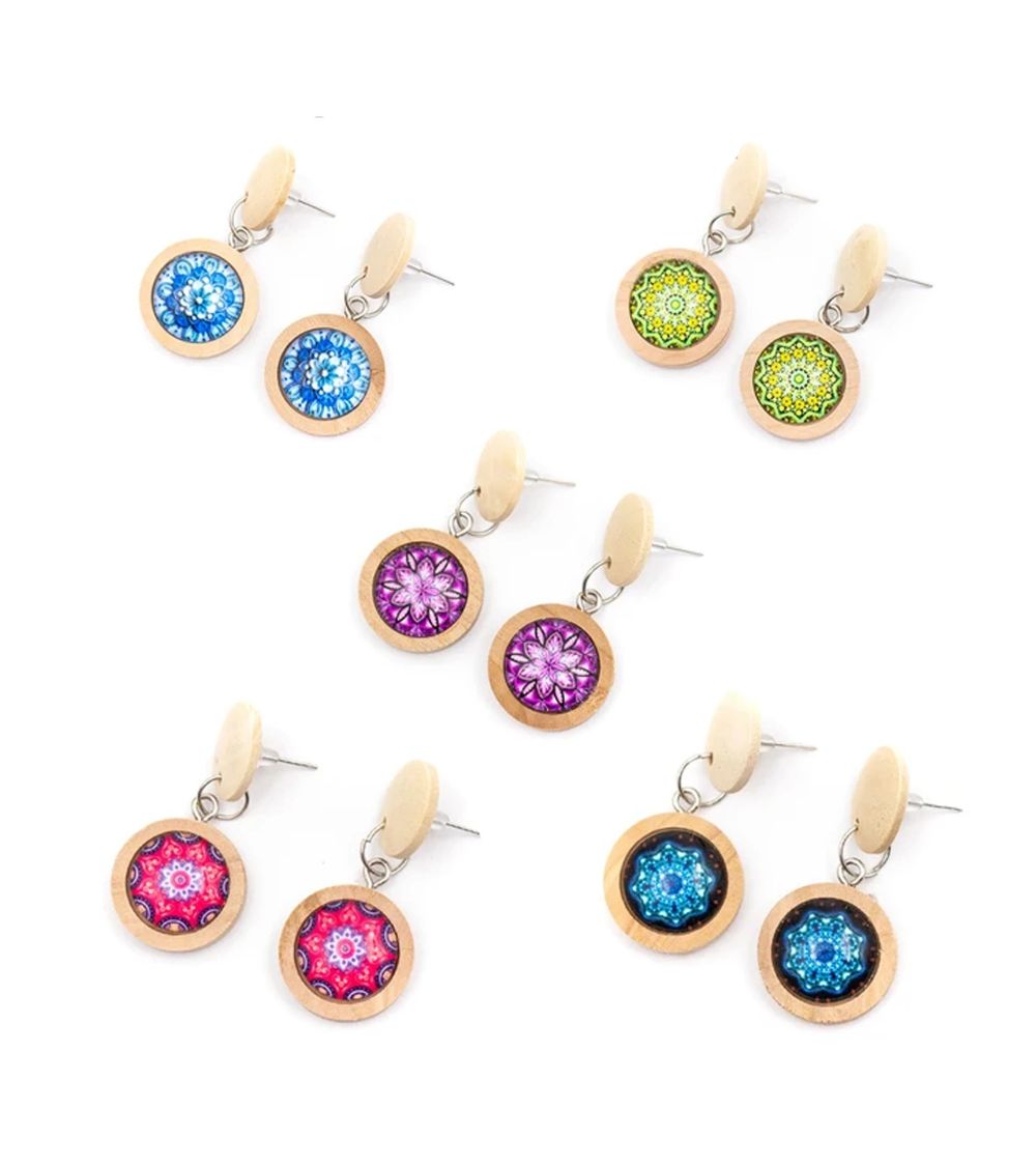 Boucles D'oreilles Fait Main En Céramique Et Strass Swarovski - Argenté, Style Pendantes, Crochet