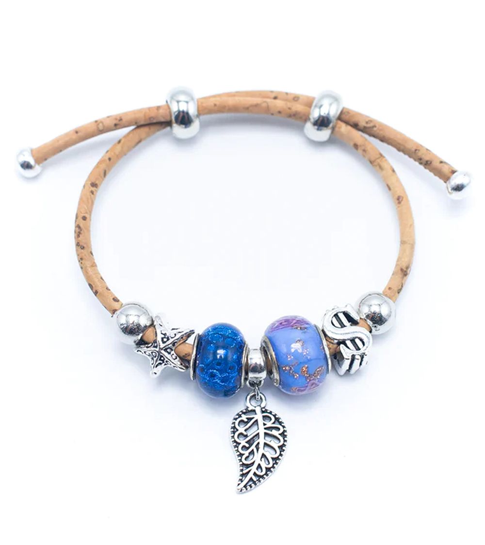 Bracelet Charm Feuille et Éléphant