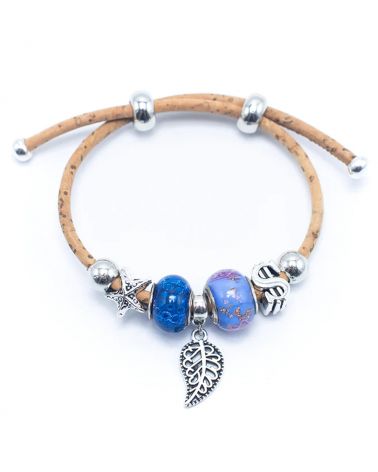 Bracelet Charm Feuille et Éléphant