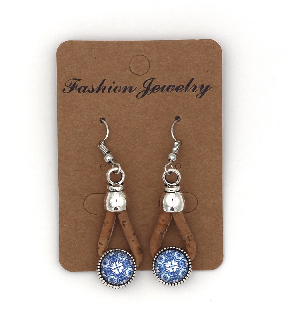 Boucle d'oreilles liège et céramique