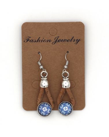 Boucle d'oreilles liège et céramique