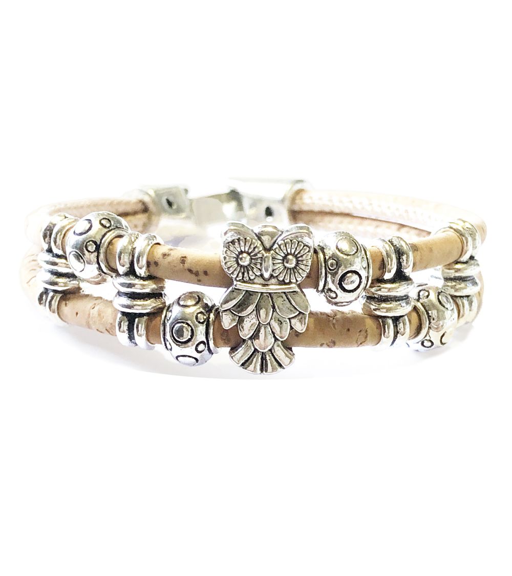 Bracelet en liège et motif chouette MaSestra - 1