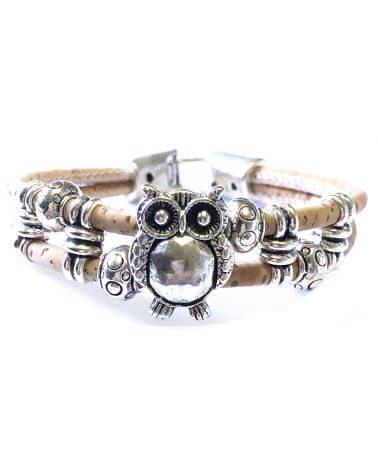 Bracelet liège motif hibou