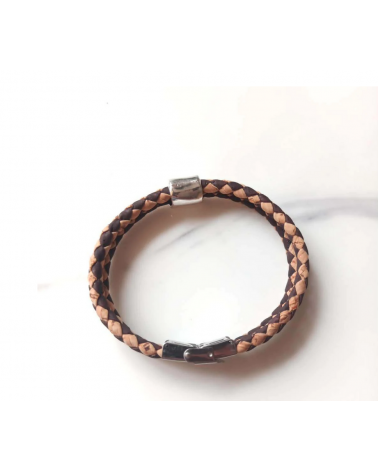 Bracelet homme beige bicolore en liège - Paul