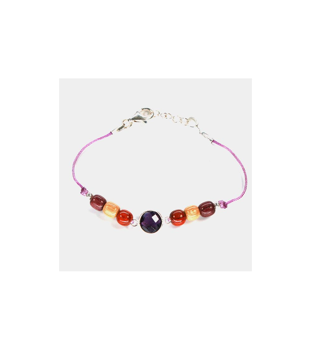 Bracelet argent cordon Amethyste Faty  - 1