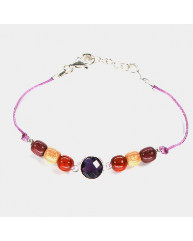Bracelet argent cordon Amethyste Faty  - 1
