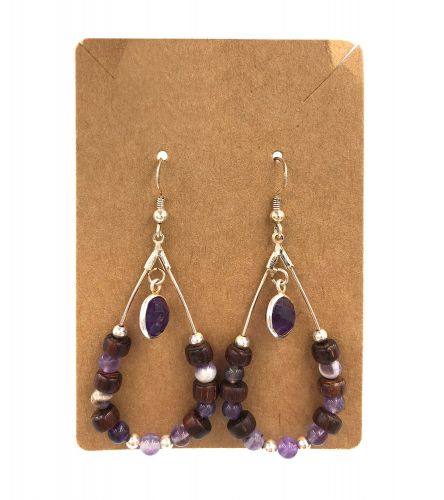 Boucles d'oreilles améthyste et bois