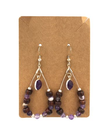 Boucles d'oreilles améthyste et bois
