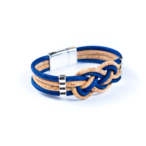 Bracelet liège tressé coloré fermoir magnétique  - 5