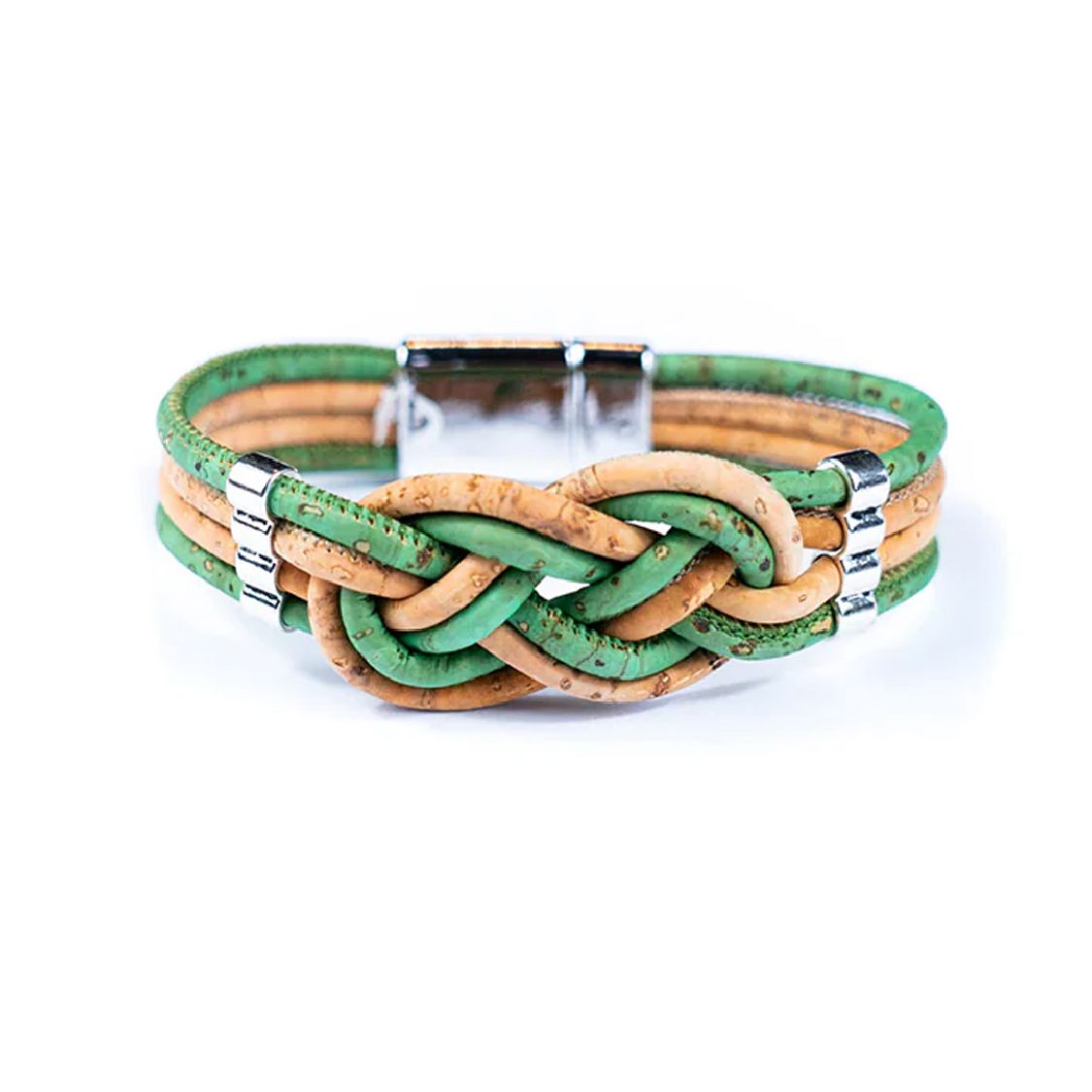 Bracelet liège tressé coloré fermoir magnétique  - 7