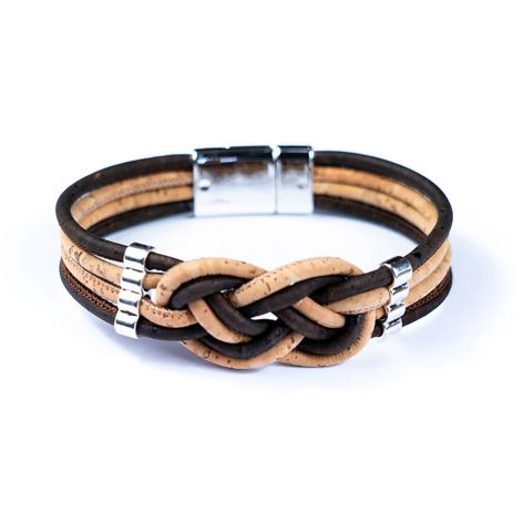 Bracelet liège tressé coloré fermoir magnétique  - 8