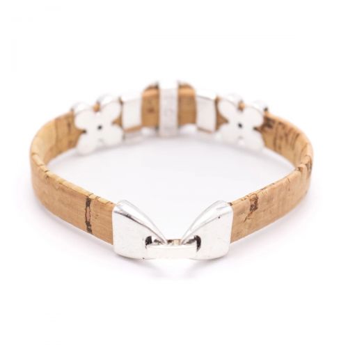 Bracelet en liège perle motif floral  - 2