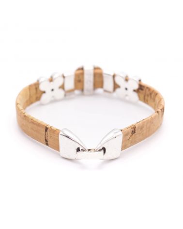 Bracelet en liège perle motif floral  - 2