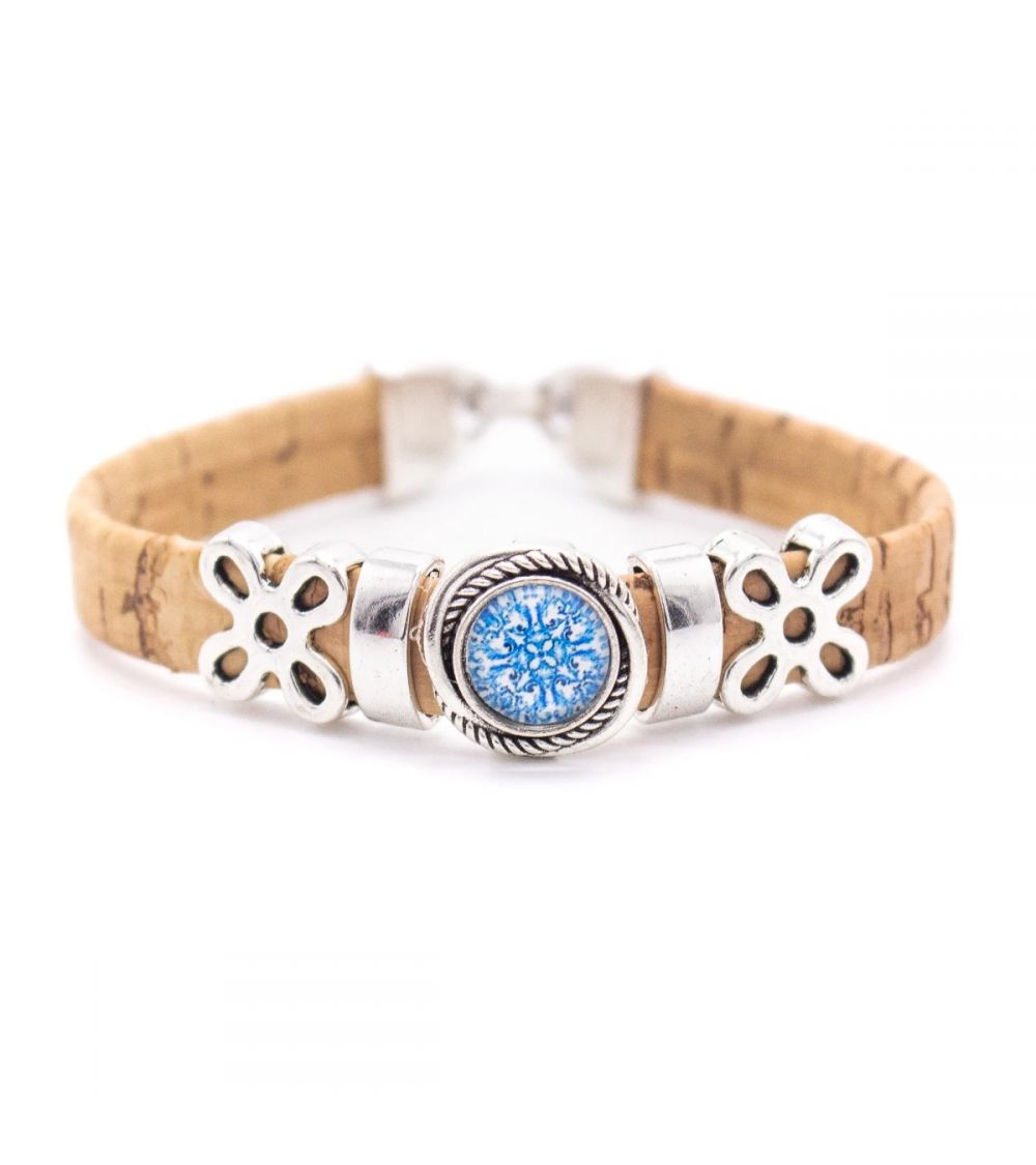 Bracelet en liège perle motif floral MaSestra - 1