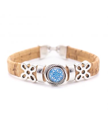 Bracelet en liège perle motif floral MaSestra - 1