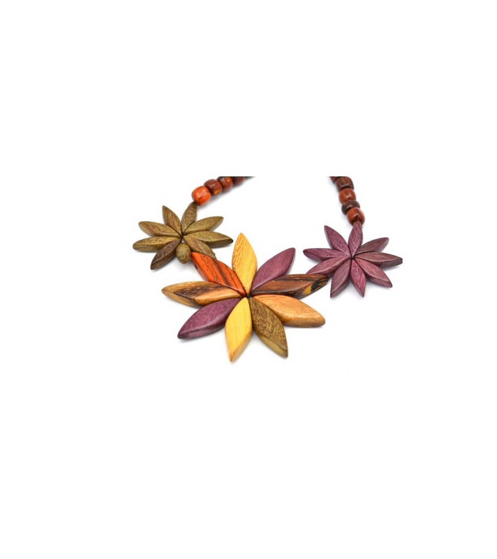 Collier Flora pour femme et ses perles de bois multicolore MaSestra - 1