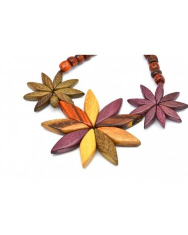 Collier Flora pour femme et ses perles de bois multicolore MaSestra - 1