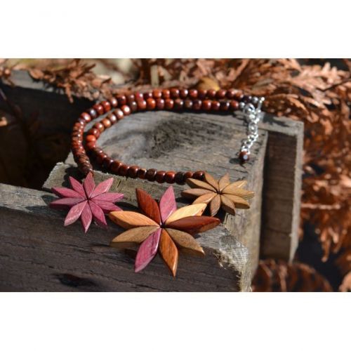 Collier Flora pour femme et ses perles de bois multicolore MaSestra - 3