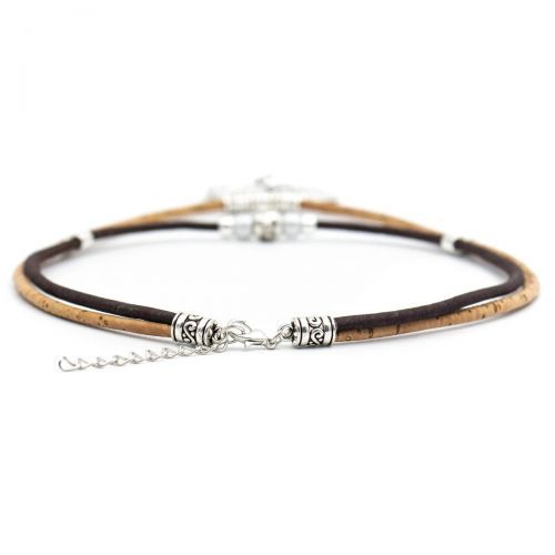 Collier en liège naturel femme - brun pendentif coeur  - 3