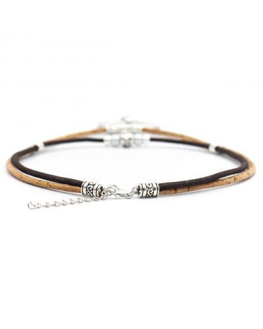 Collier en liège naturel femme - brun pendentif coeur  - 3