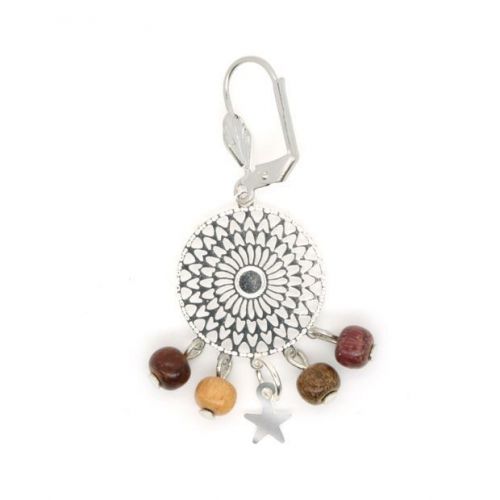Boucles d'oreilles bois - Filigrane spirales  - 2