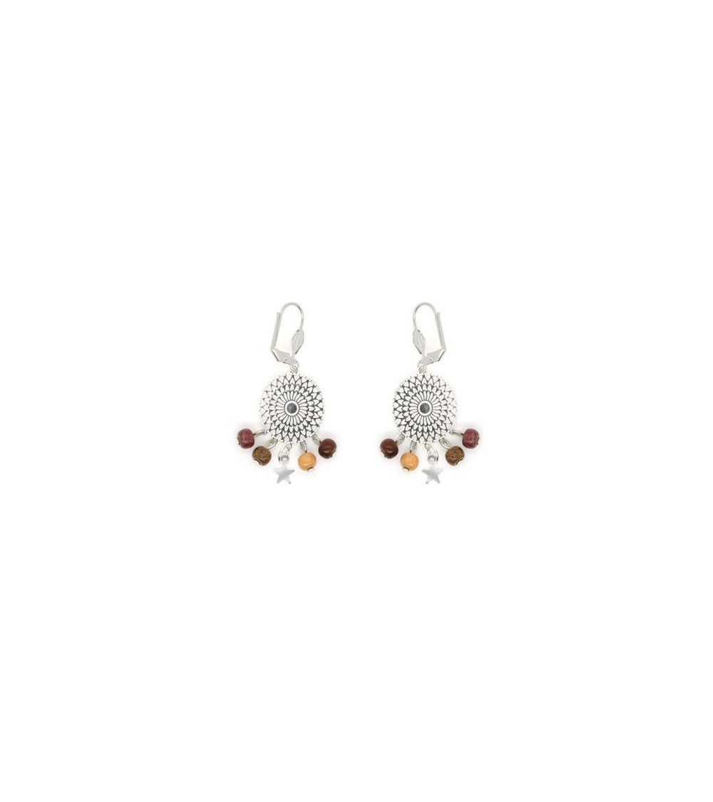 Boucles d'oreilles bois - Filigrane spirales  - 1