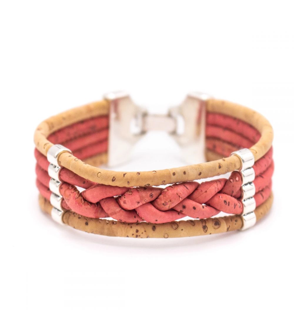 Bracelet en liège tressé fabriqué à la main  - 1