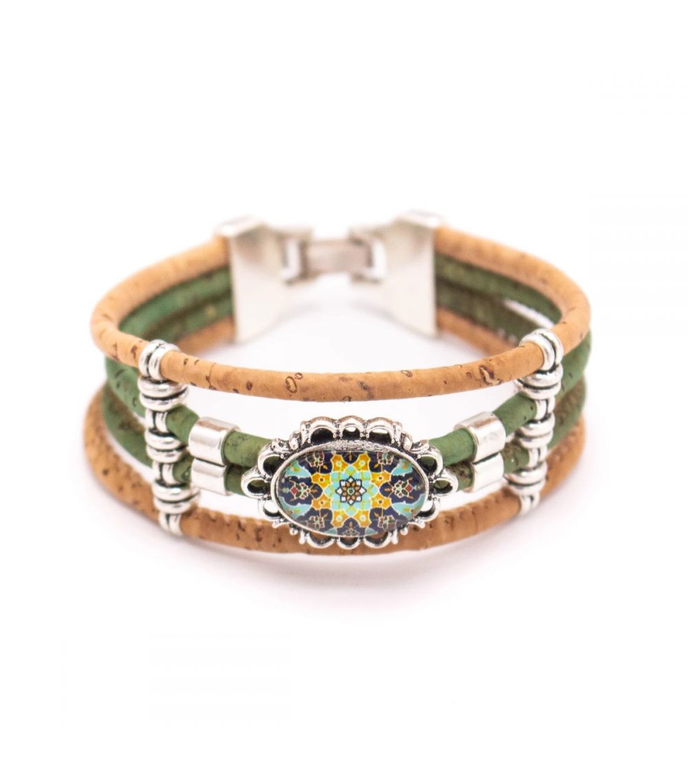 Bracelet fabriqué à la main bicolore avec perle portugaise assortie  - 1