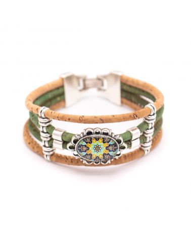 Bracelet fabriqué à la main bicolore avec perle portugaise assortie  - 1