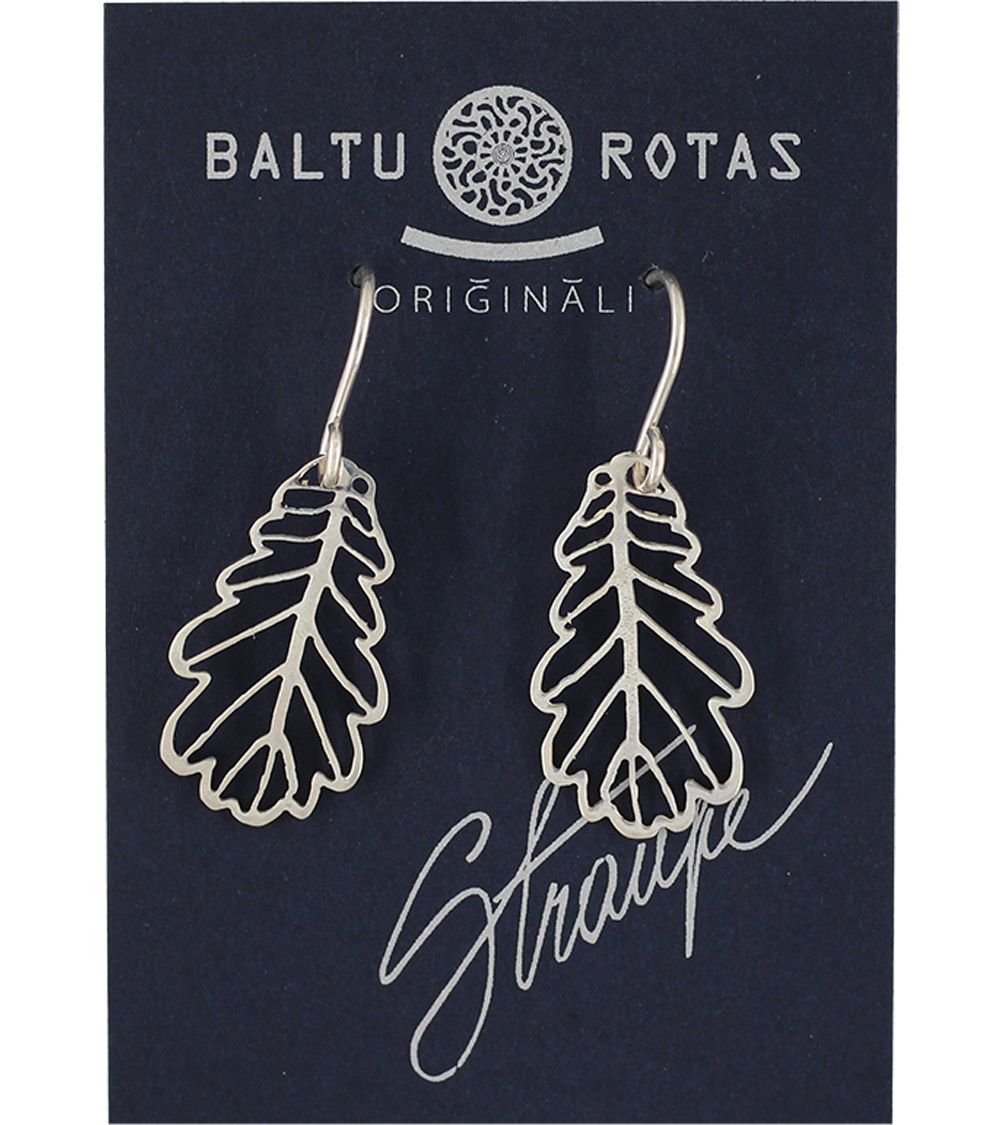 Boucles d'oreilles feuille de chêne argent  - 1