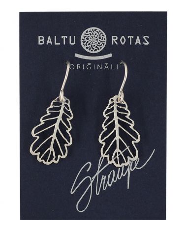 Boucles d'oreilles feuille de chêne argent  - 1