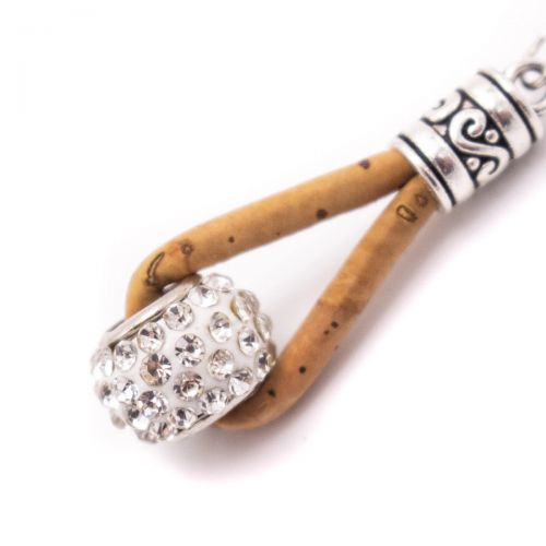 Boucles d'oreilles en liège naturel et strass  - 2