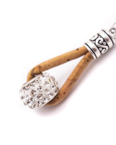 Boucles d'oreilles en liège naturel et strass  - 2