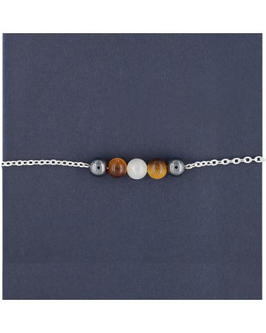Bracelet pierre gemme hématite, œil de Tigre et pierre de lune - PROTECTION  - 1