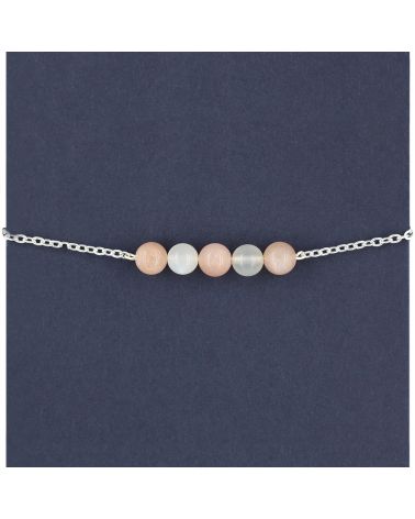 Bracelet lithothérapie pierre de lune et pierre du soleil - EQUILIBRE  - 1