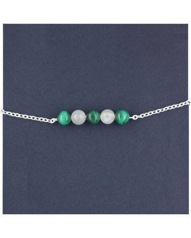 Bracelet lithothérapie pierre de lune et malachite - ACCEPTATION  - 1