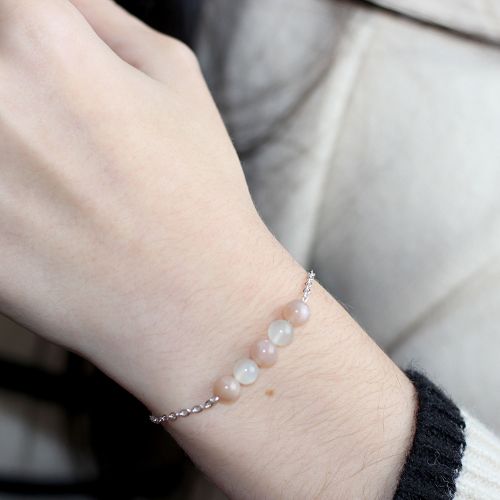 Bracelet lithothérapie pierre de lune et pierre du soleil - EQUILIBRE  - 2