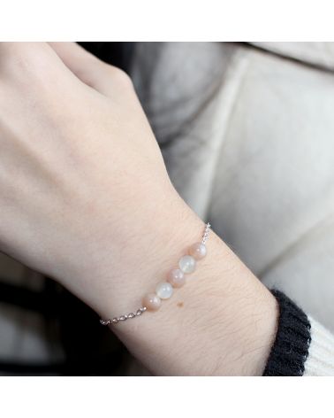 Bracelet lithothérapie pierre de lune et pierre du soleil - EQUILIBRE  - 2