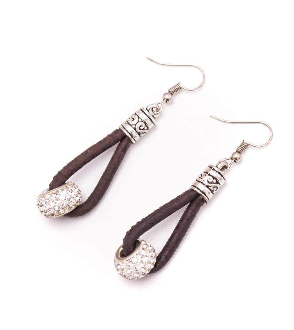 Boucle d'oreille Liège et strass  - 2