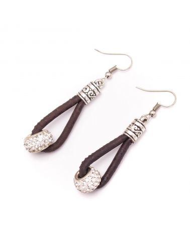 Boucle d'oreille Liège et strass  - 2