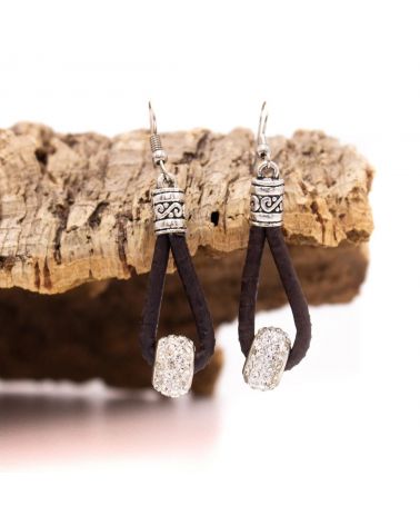 Boucle d'oreille Liège et strass  - 1