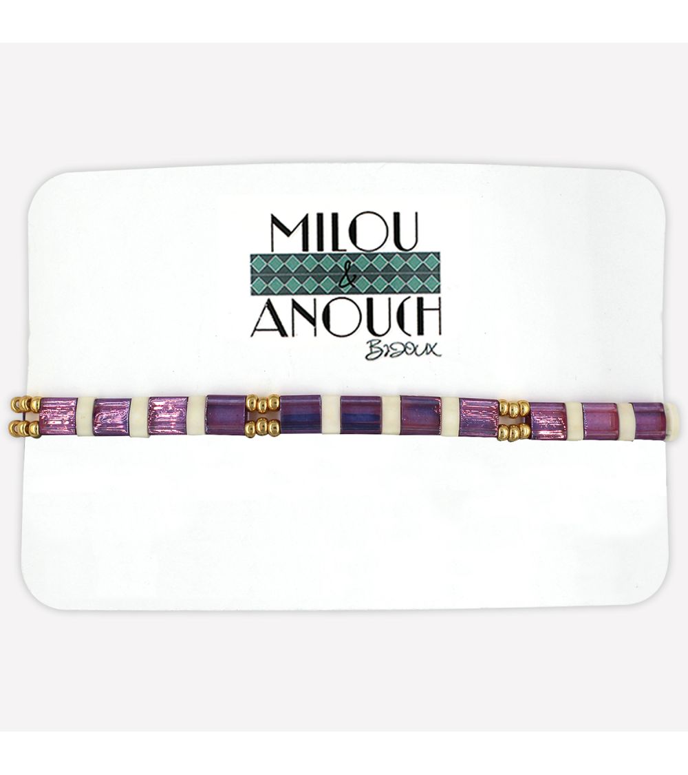 Bracelet VIOLET, blanc et doré - série "Dis-moi Violette..."  - 1