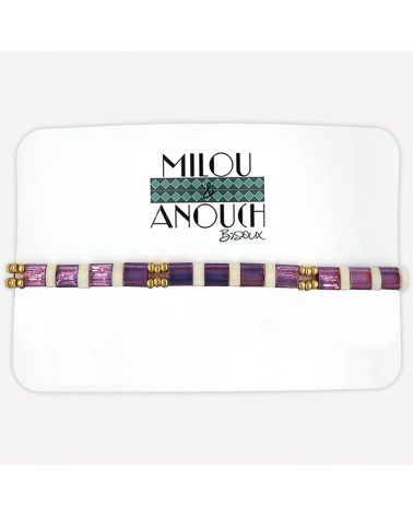 Bracelet VIOLET, blanc et doré - série "Dis-moi Violette..."  - 1