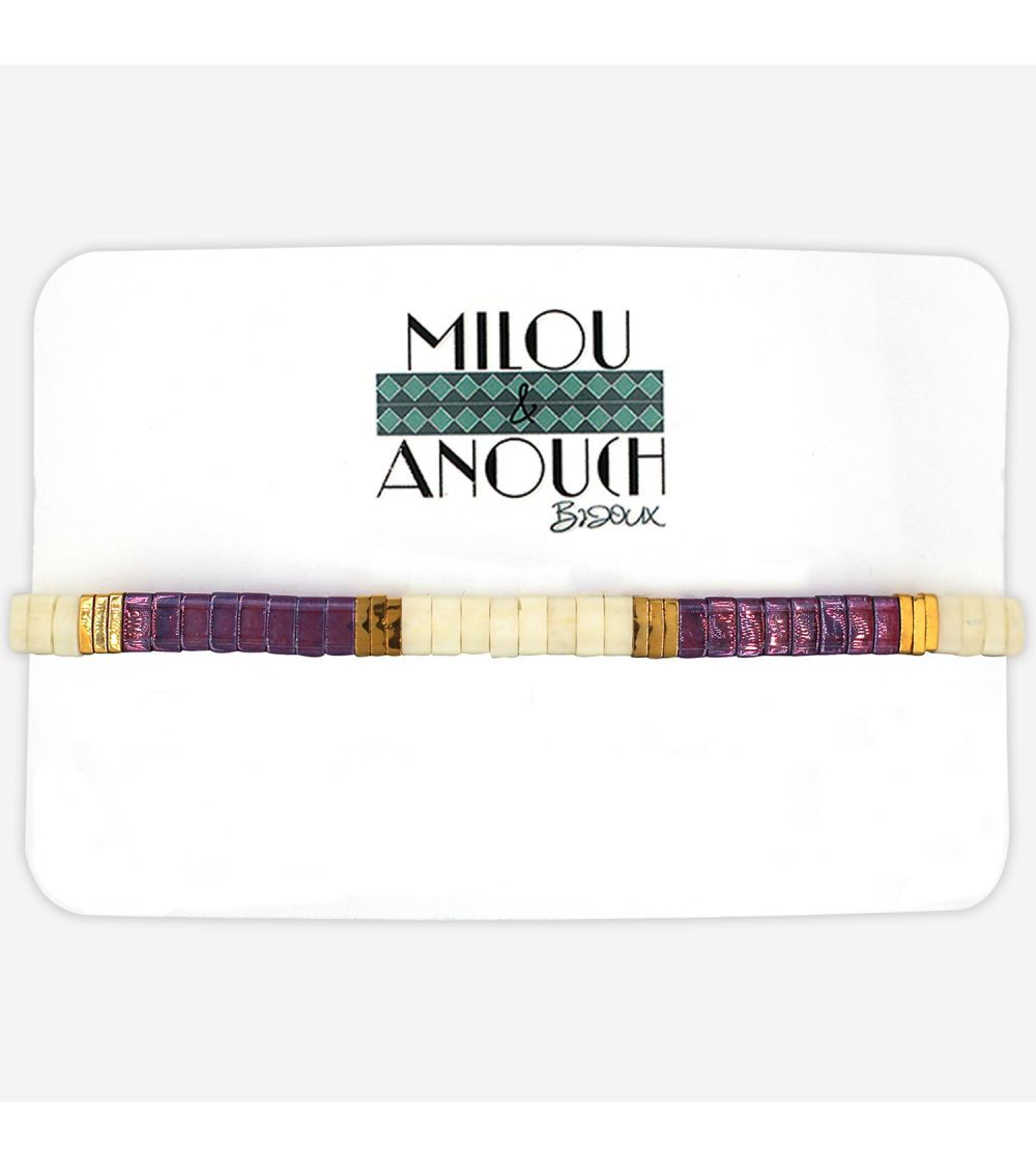 Bracelet VIOLET, BLANC et doré - série "Dis-moi Violette..."  - 1